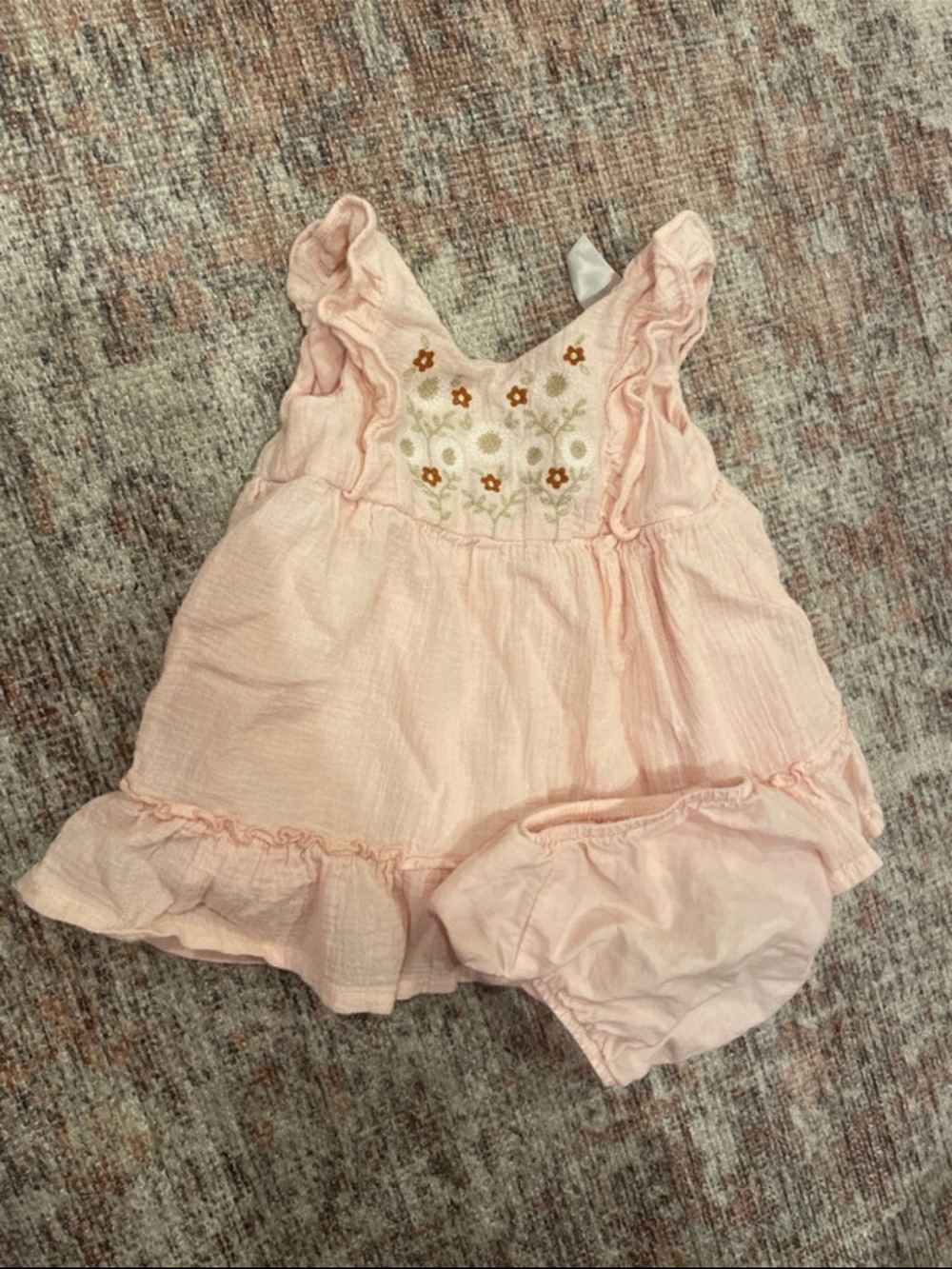Carter's Light Pink Floral Embroidered Ruffle Dress with Bloomers